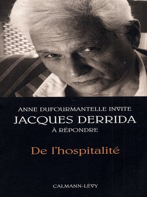 cover image of De l'hospitalité